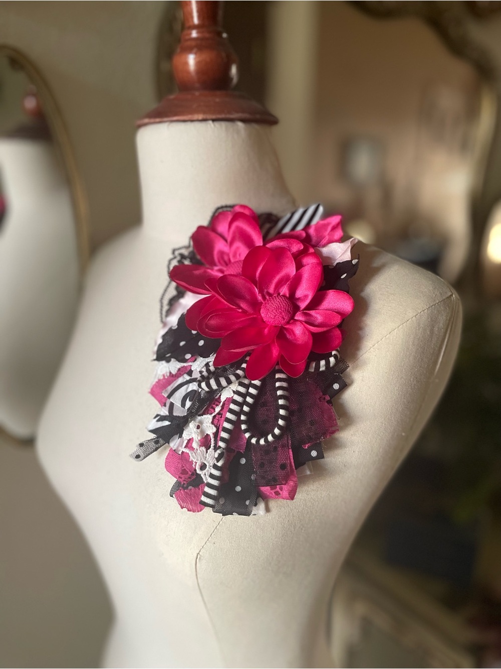 Pink Floral Statement Pin/Brooch Women's Accessory